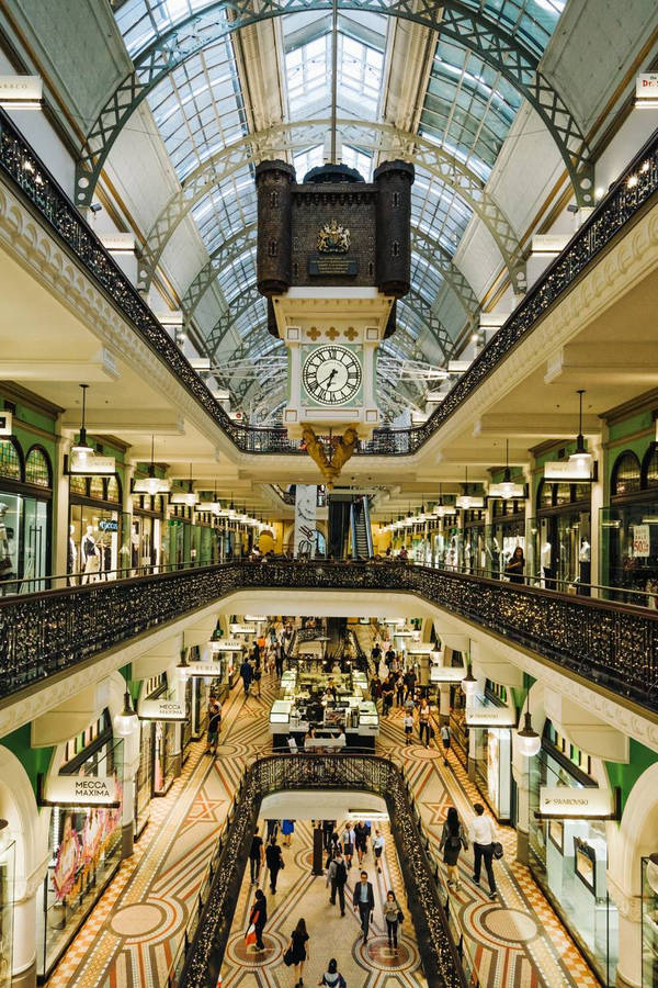 Buzzing Atmosphere At Queen Victoria Market Mall Wallpaper