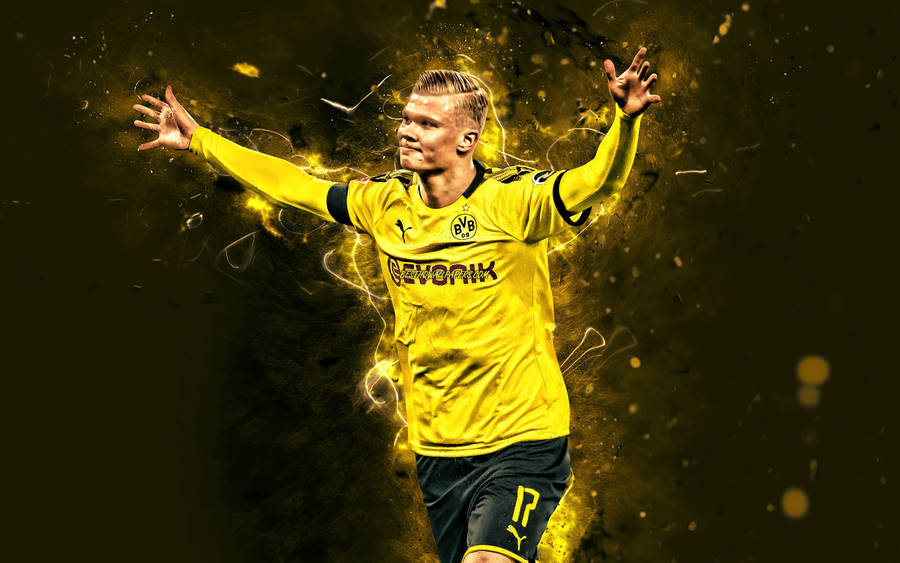 Bvb Forward Player Erland Haaland Fanart Wallpaper