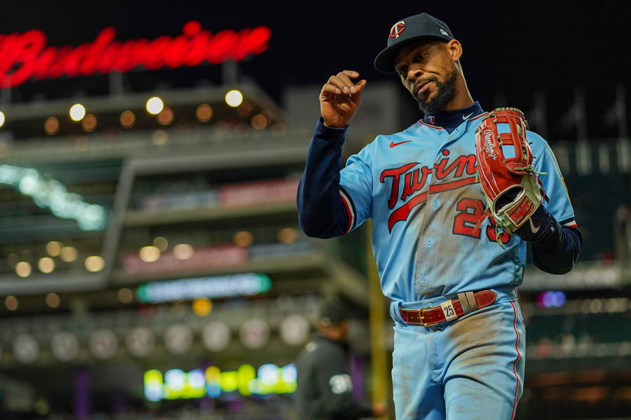 Byron Buxton In Light Blue Jersey Wallpaper