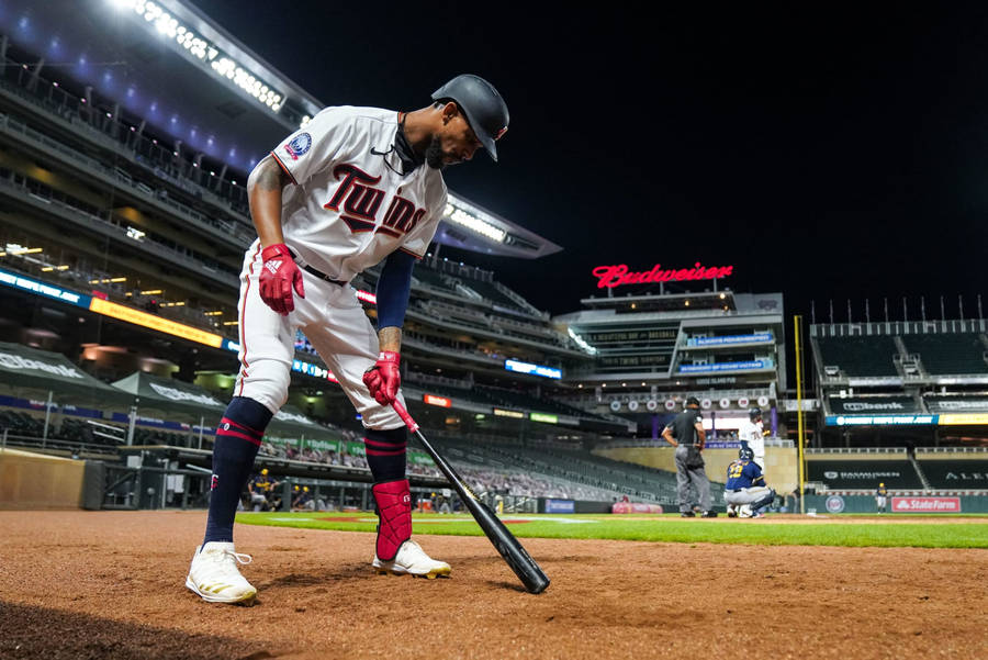 Byron Buxton On Field At Night Wallpaper