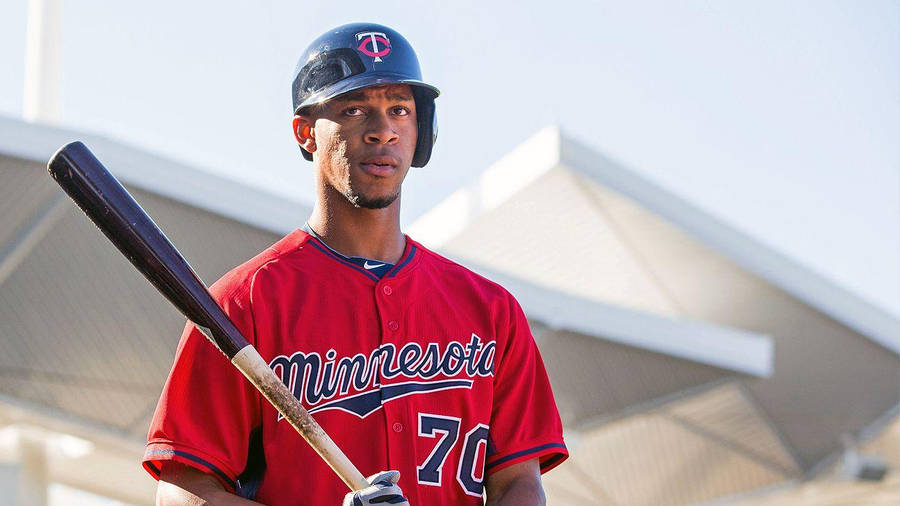 Byron Buxton Wearing Red Jersey Wallpaper