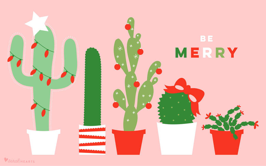 Cactus Christmas Laptop Wallpaper