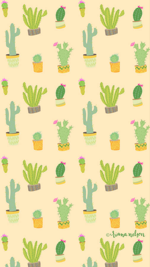 Cactus Party Pattern Wallpaper