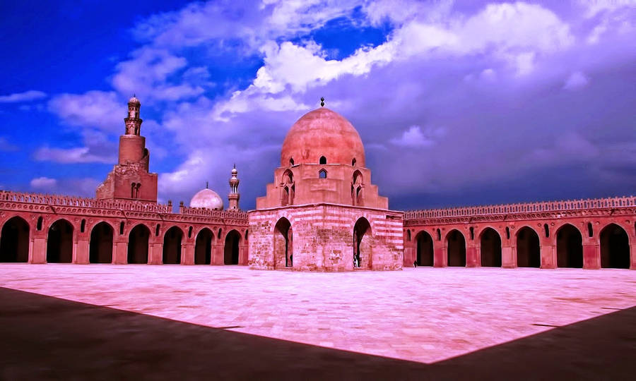 Cairo Ibn Tulun Antique Mosque At Sunset Wallpaper