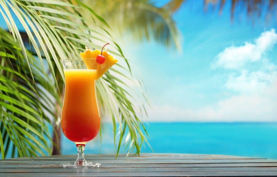 California Surfer's Tropical Drink Wallpaper