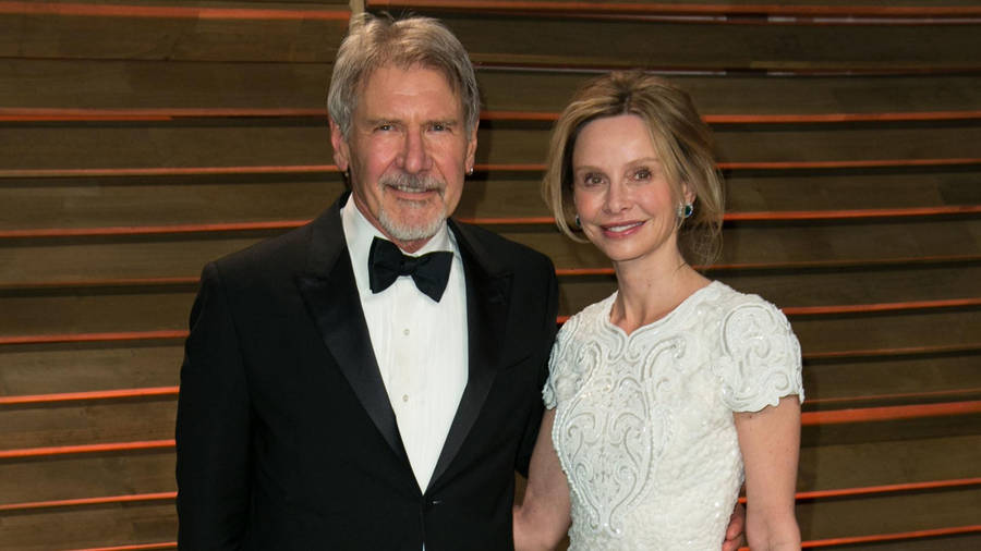 Calista Flockhart Harrison Ford Couple Smile Wallpaper