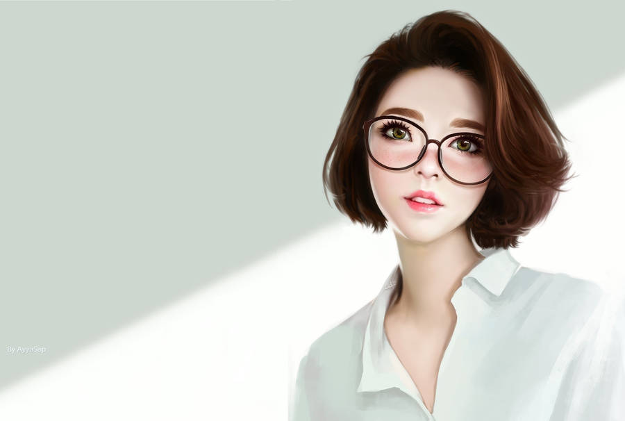 Calm Nerdy Cute Women Wallpaper