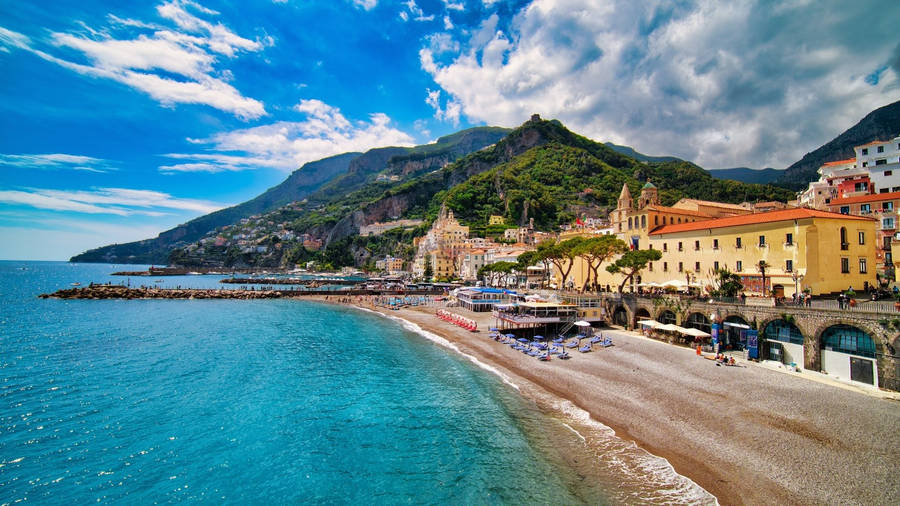 Campania Beach Amalfi Coast Italy Wallpaper