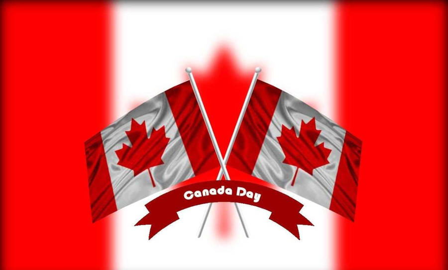 Canada Day Criss Crossed Flags Wallpaper