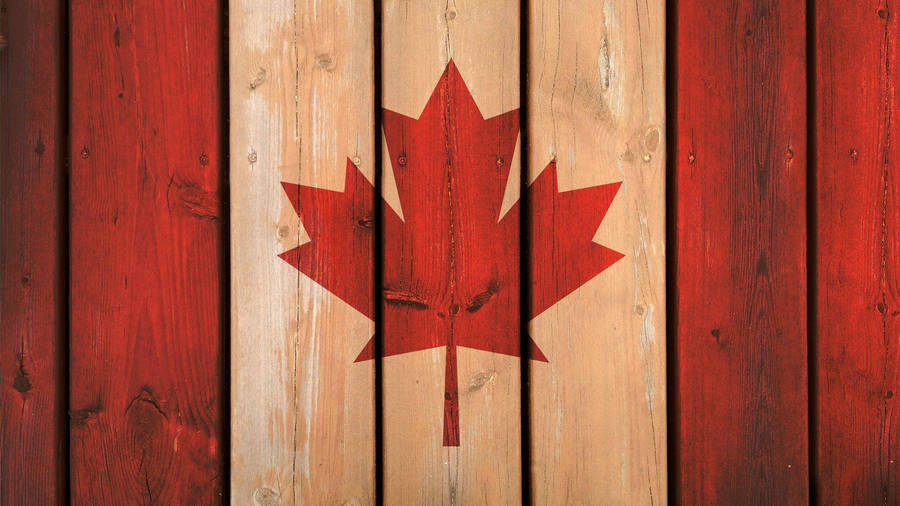 Canada Day Wooden Flag Wallpaper