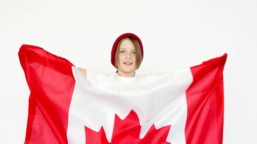 Canadian Flag Red Cap Girl Wallpaper