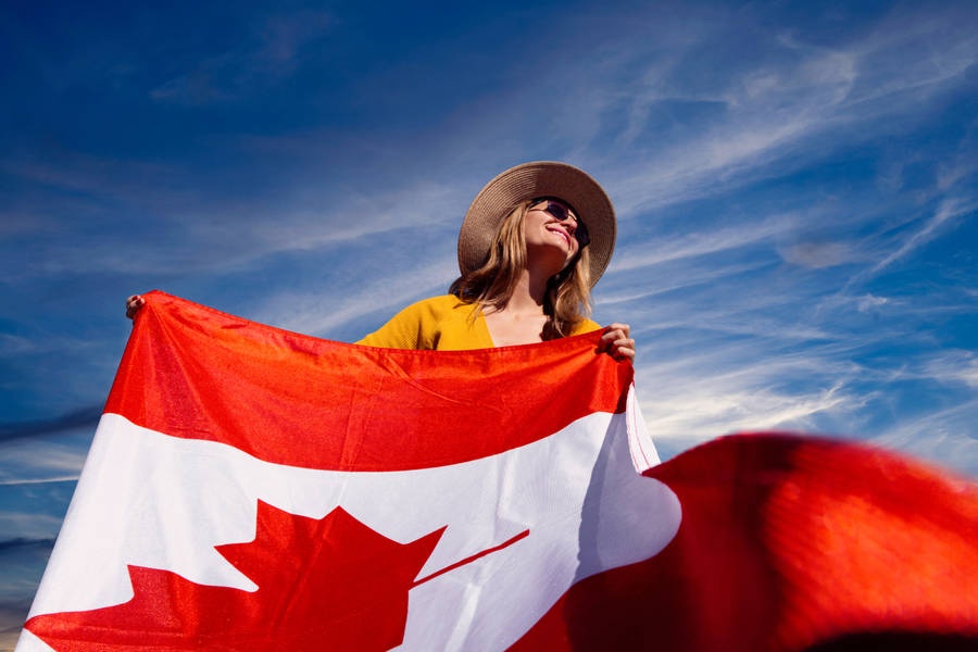 Canadian Happy Woman Flag Wallpaper