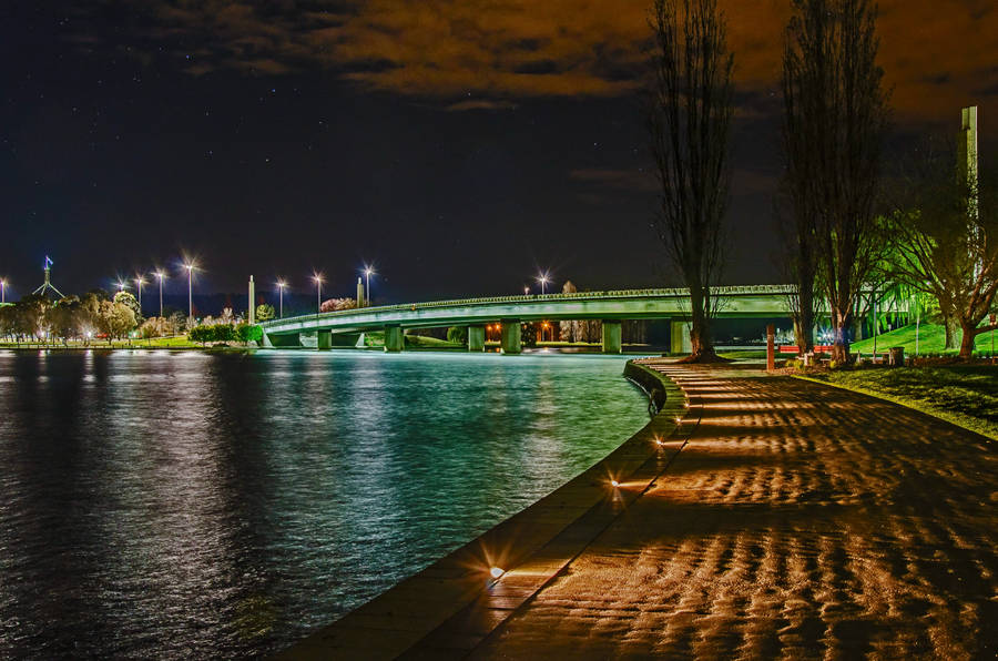 Canberra Commonwealth Bridge Green Light Wallpaper