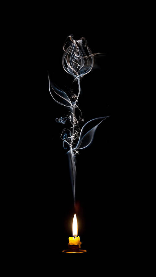 Candle And Flower Cool Black Background Wallpaper