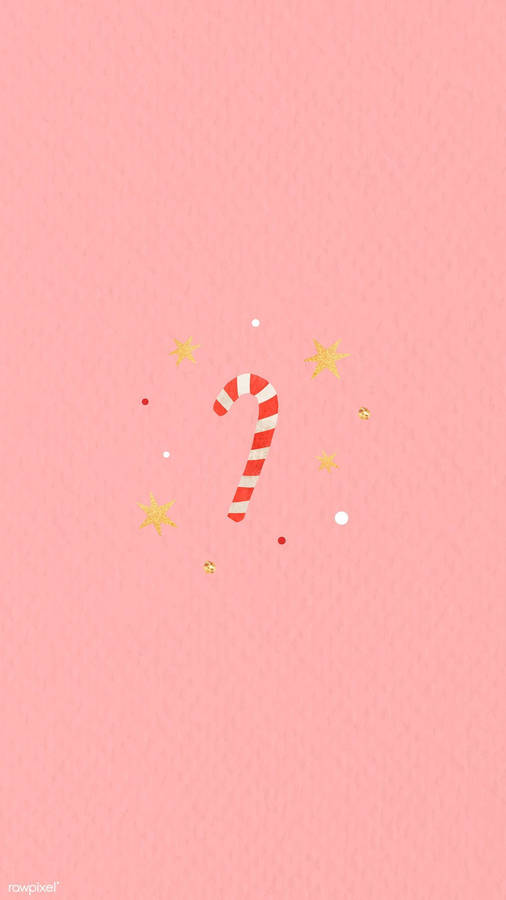 Candy Cane In Pink Background Wallpaper