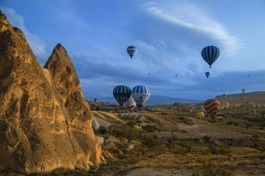 Cappadocia Blue Cloudy Sky Wallpaper