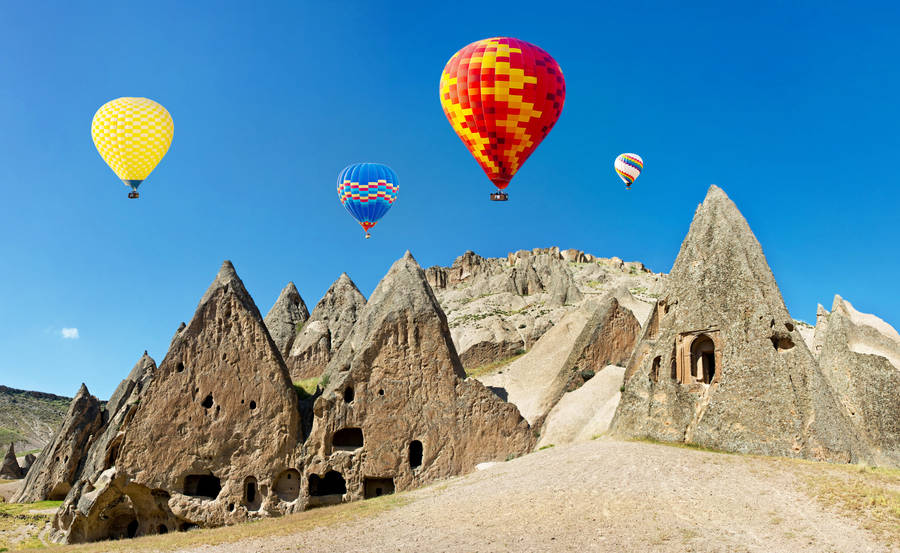 Cappadocia Rock Formations Balloons Wallpaper