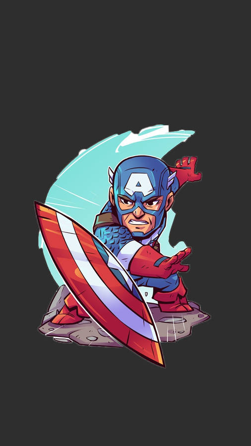 Captain America Superhero Shield Chibi Fan Art Wallpaper