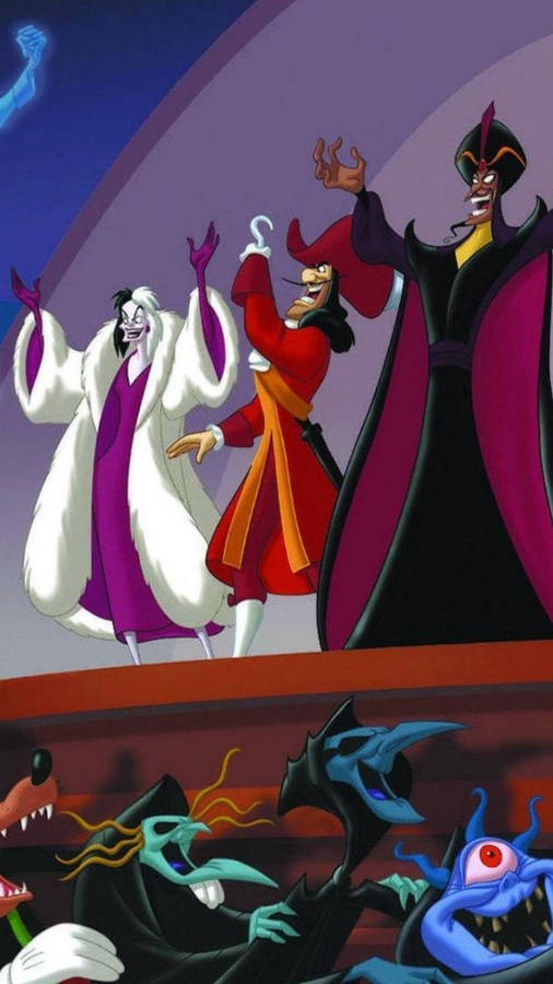 Captain Hook With Disney Villains Wallpaper