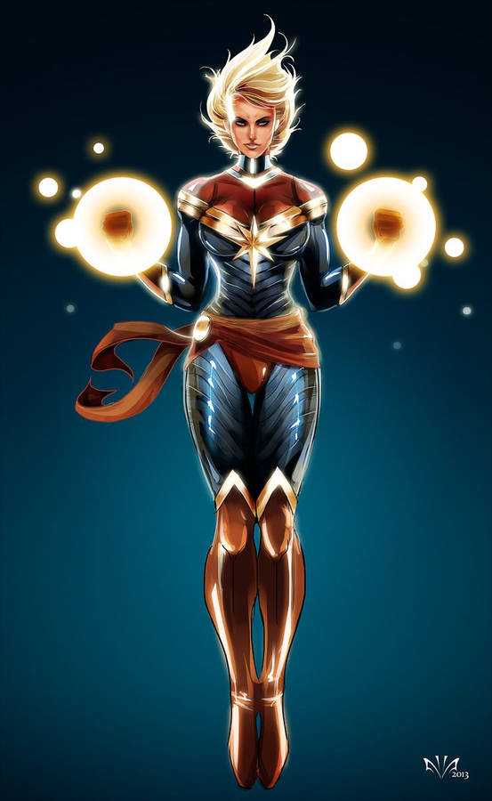 Captain Marvel Energy Blast Wallpaper