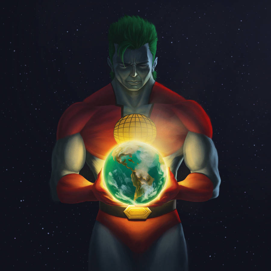 Captain Planet Holding A Globe Wallpaper