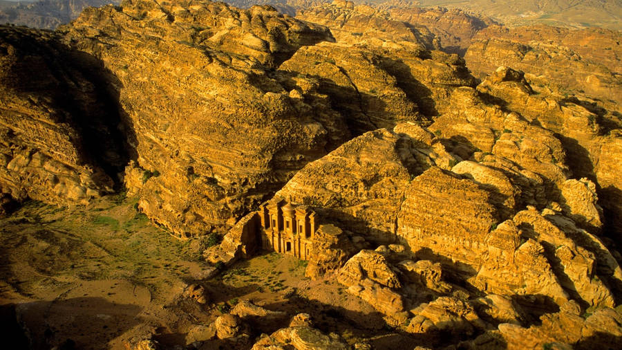 Caption: Aerial View Of The Mesmerizing Petra, Jordan Wallpaper