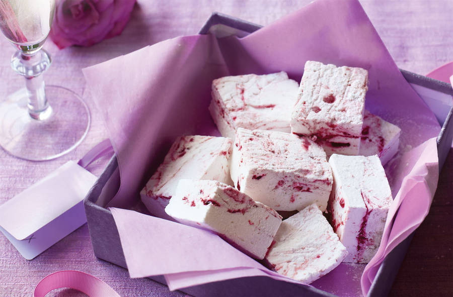 Caption: Alluring Raspberry Rose Purple Marshmallows Wallpaper