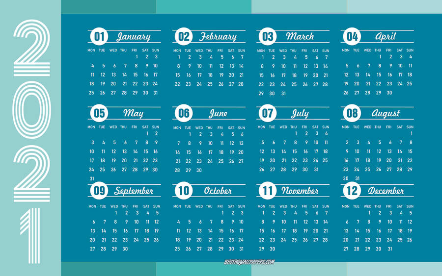 Caption: Blue Calendar 2021 For Desktop Wallpaper