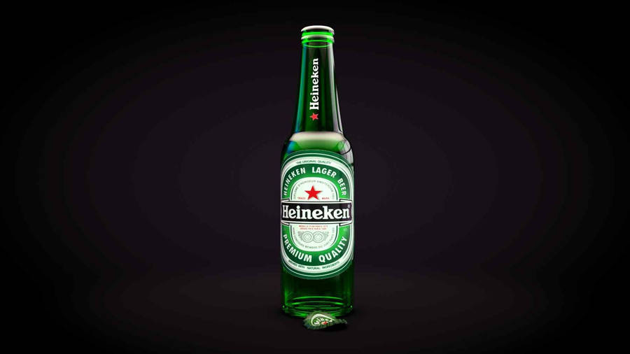 Caption: Bubbly Heineken Lager Beer Bottle Illustration Wallpaper