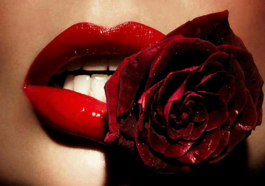 Caption: Captivating Red Lips Wallpaper