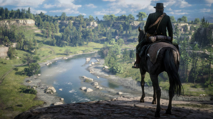 Caption: Cinematic Landscape In Red Dead Redemption 2 Wallpaper