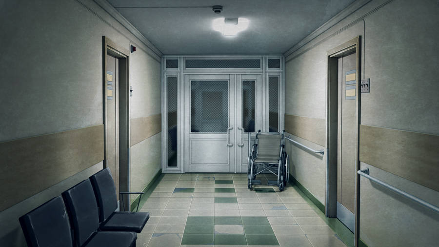 Caption: Clean And Serene Hospital Hallway Wallpaper