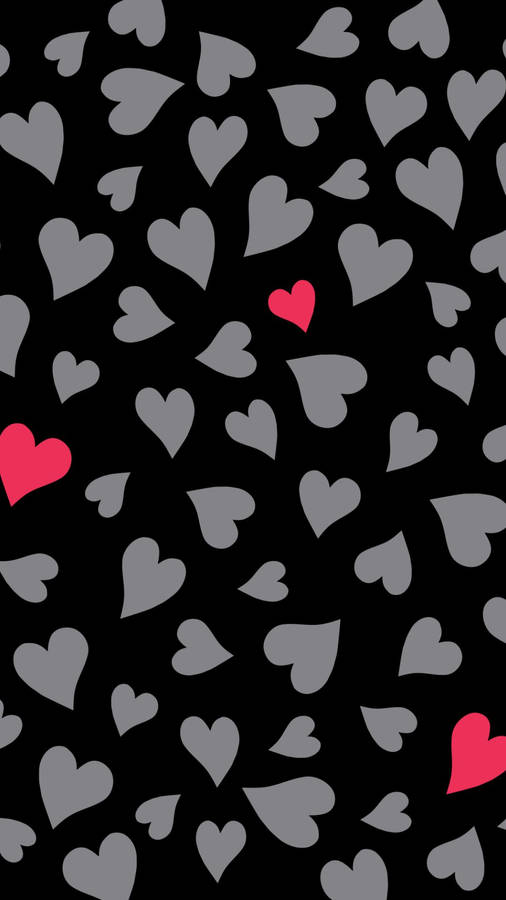 Caption: Dark Mystique - A Dance Of Black And Red Hearts Wallpaper