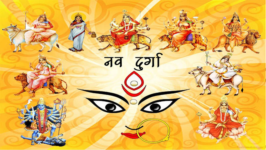 Caption: Divine Glimpse Of Nav Durga Wallpaper