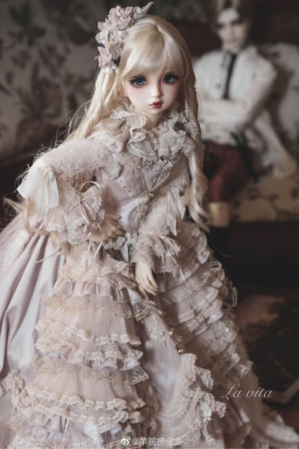 Caption: Elegant European Ball Gown On Barbie Doll Wallpaper