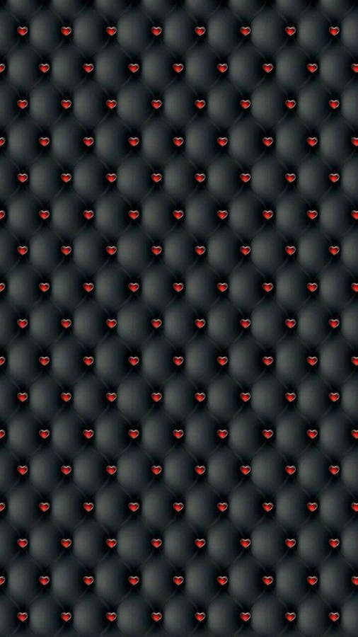 Caption: Elegant Heart-pattern On Black Leather For Iphone Background Wallpaper