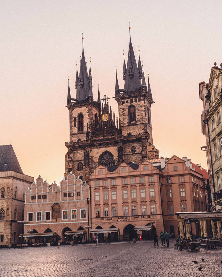 Caption: Enchanting View Of Prague's Iconic Gothic Church Wallpaper