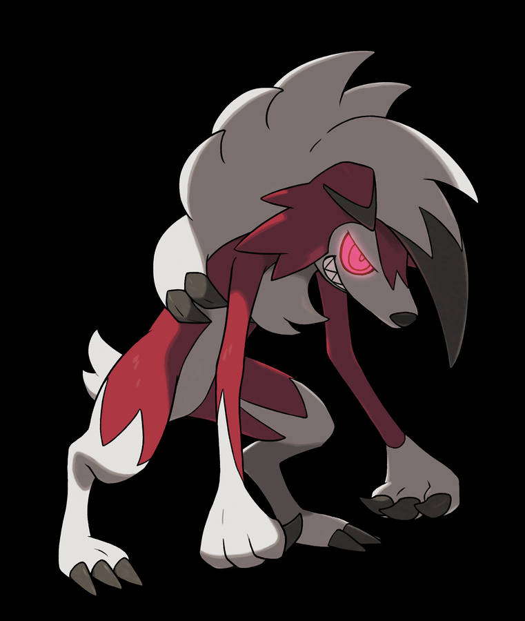 Caption: Fierce Lycanroc In Midnight Form - Shadows Enhancing Ferocity Wallpaper