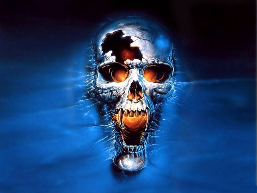 Caption: Frighteningly Fascinating - 3d Ghost Broken Skull Wallpaper