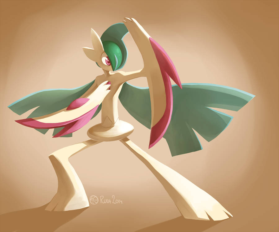 Caption: Gallade Standing Strong In The Pokémon World Wallpaper