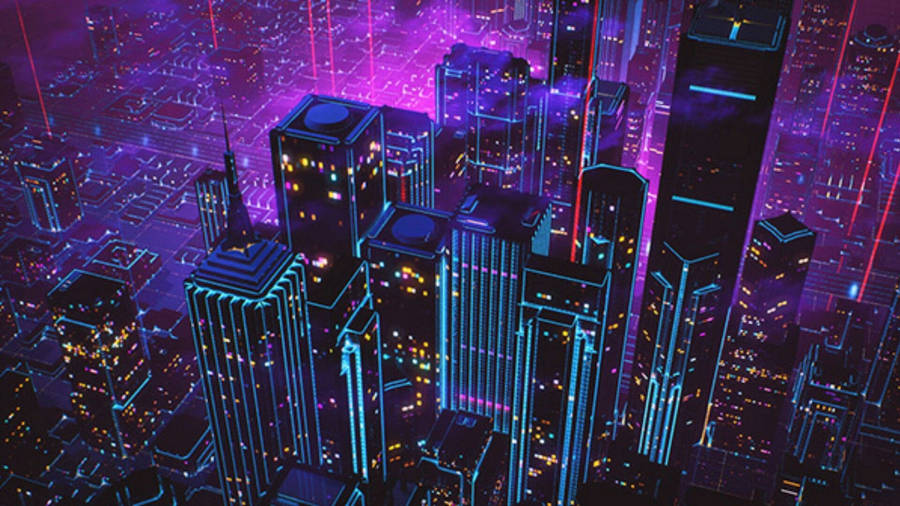 Caption: Immersive Neon Purple Aesthetics Wallpaper