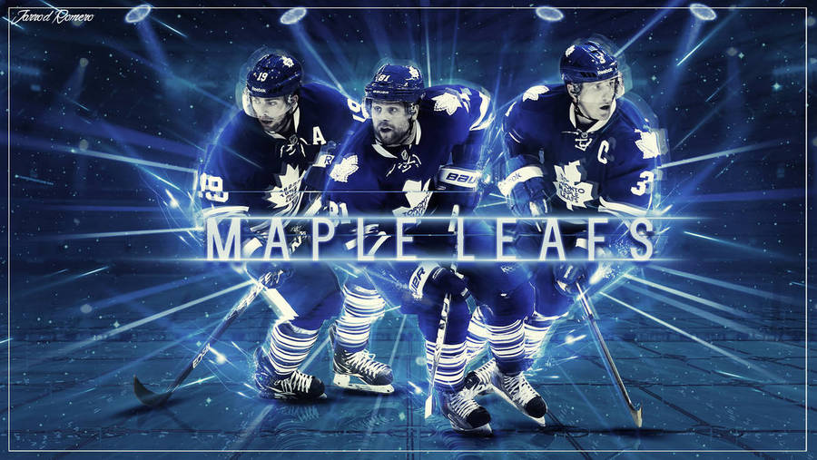 Caption: Intense Game-time Moment With Toronto Maple Leafs Players Wallpaper