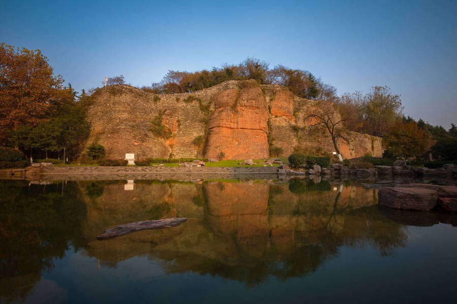 Caption: Majestic Stone City Ruins In Nanjing, China Wallpaper