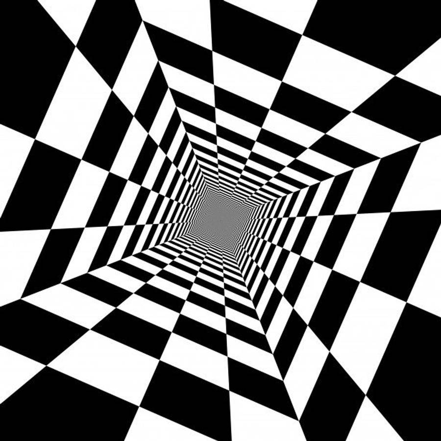 Caption: Mesmerizing Black And White Squares Optical Illusion Wallpaper