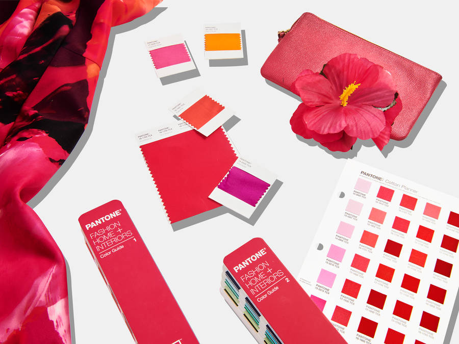 Caption: Pantone Color Swatches With Focus On Magenta Wallpaper