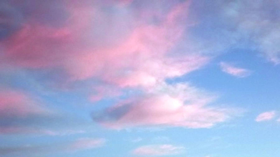 Caption: Pastel Blue And Pink Fusion Skies Wallpaper