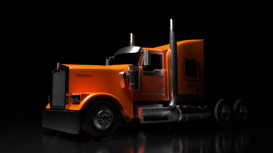 Caption: Power And Excellence - Orange Kenworth Truck Wallpaper