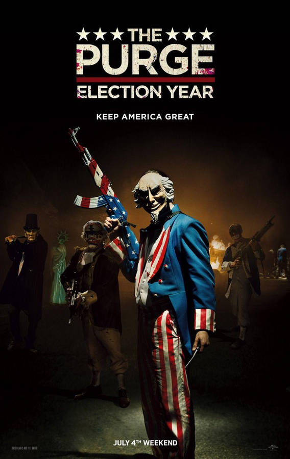 Caption: Powerful Poster Of The Purge - Election Year Movie Wallpaper