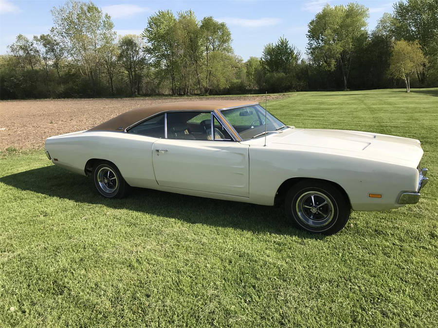 Caption: Pristine 1969 Dodge Charger In White Wallpaper