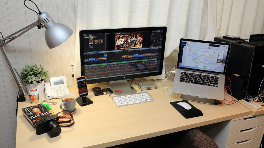 Caption: Professional Video Editing Workspace On Full Hd Computer Desktop Wallpaper